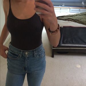 Gray low back bodysuit